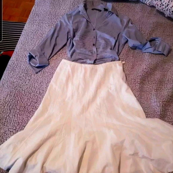 Sharagano White Pleated Skirt - Picture 1 of 3